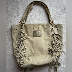 RARE Y2K Coach Poppy 2010 Ltd Edition BELLA Fringe Suede Shoulder Bag (16734)